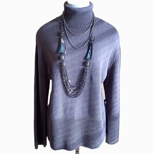 GAP Oversized Cotton Turtleneck Sweater Slouchy Chunky Knit Purple L
